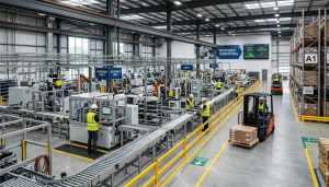 Modern factory layout designed to improve workflow efficiency, productivity, and industrial operations.