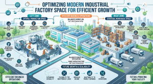 Modern industrial factory with the right amount of production and warehouse space to support efficient business operations and future growth.